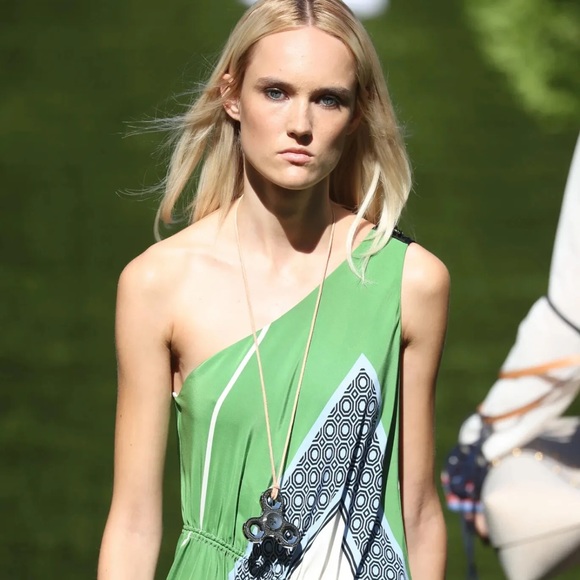 TORY BURCH SLOANE DRESS 46820 Light Chambray Octagon Square size 2 NWT - Picture 7 of 15